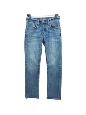 BKE Jake Bootleg Jeans Mens 29L (29x32) READ Distressed Whiskered Stretch Denim